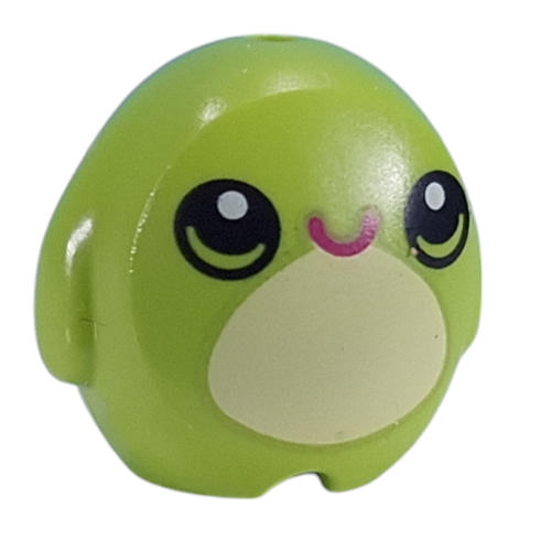 Pillow Plush Toy with Bright Light Yellow Chest, Magenta Mouth, Black Eyes Print (Lime)