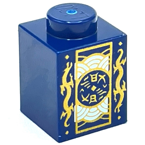 Brick 1 x 1 with Tea Bags Print (Dark Blue)