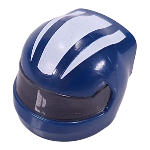 Helmet, Formula 1 with Trans-Black Visor Pattern and White Stripes Print (Dark Blue)