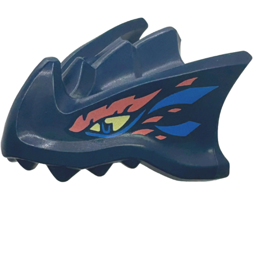 Creature Body Part, Dragon Head Upper Jaw with Bright Light Yellow Eye, Dark Pink/Blue Markings Print (Dark Blue)