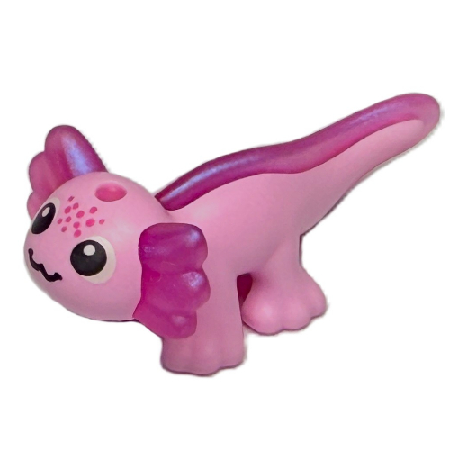 Animal, Axolotl with Opal Trans-Pink Tail, Ears Pattern, Face Print (Bright Pink)