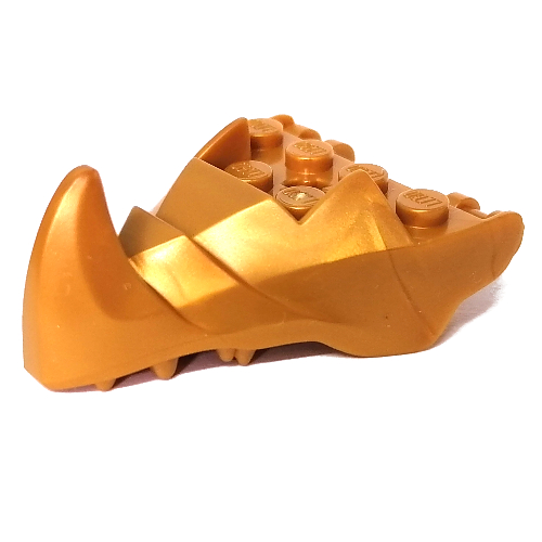 Creature Body Part, Dragon Head Lower Jaw with 6 Studs on Top, Spike, Teeth [Plain] (Pearl Gold)