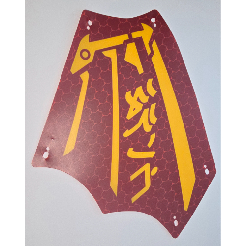 Sail, Right, Scalloped with Bright Light Orange Symbols Print (Dark Red)