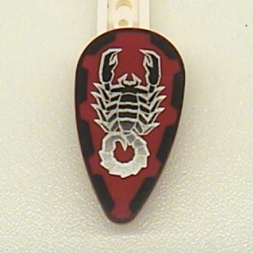 Shield Ovoid with Red, Black, and Silver Scorpion Print (Dark Red)