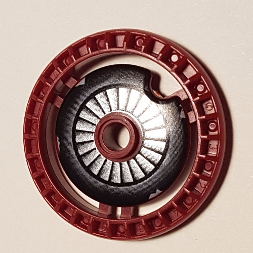 Technic Disc 5 x 5 Notched, No Pin with ARC-170 Starfighter Print (Dark Red)