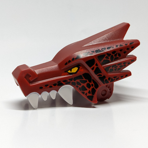 Creature Body Part, Dragon Head Upper Jaw with White Teeth, Dark Red Markings, Yellow Eyes Print (Dark Red)