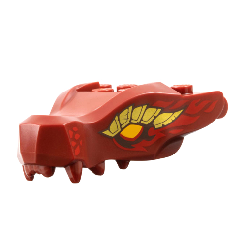 Creature Body Part, Dragon Head Upper Jaw with Red Markings, Yellow Eyes Print (Dark Red)