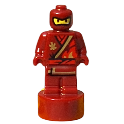 Minifig Trophy Statuette with Ninja in Robes, Flames Print (Kai) (Dark Red)