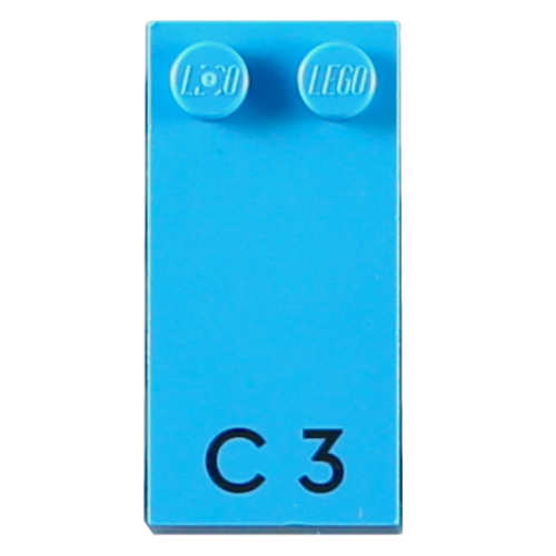 Braille Brick 2 x 4 with 2 Studs ⠉ and 'C 3' Print (Dark Azure)