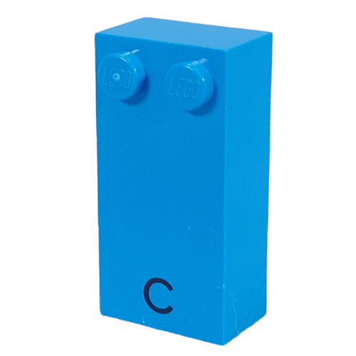 Braille Brick 2 x 4 with 2 Studs ⠉ and 'C' Print (Dark Azure)