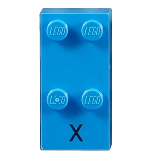 Braille Brick 2 x 4 with 4 Studs ⠭ and 'X' Print (Dark Azure)