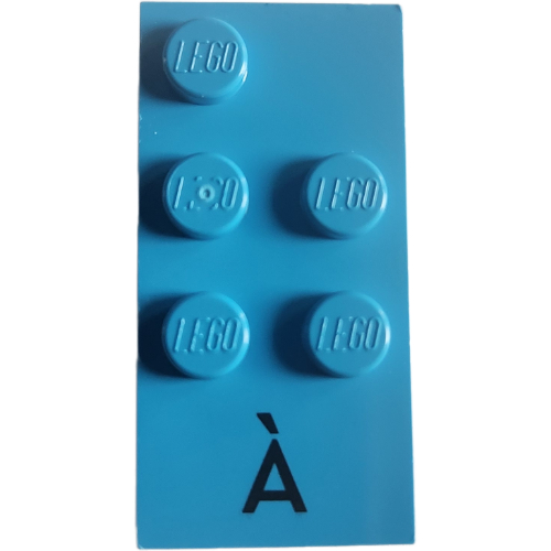 Braille Brick 2 x 4 with 5 Studs ⠷ and 'À' Print (Dark Azure)