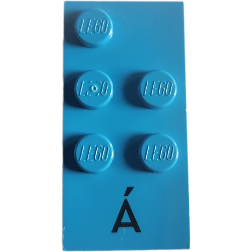 Braille Brick 2 x 4 with 5 Studs ⠷ and 'Á' Print (Dark Azure)