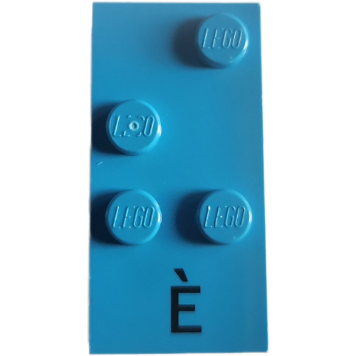 Braille Brick 2 x 4 with 4 Studs ⠮ and 'È' Print (Dark Azure)