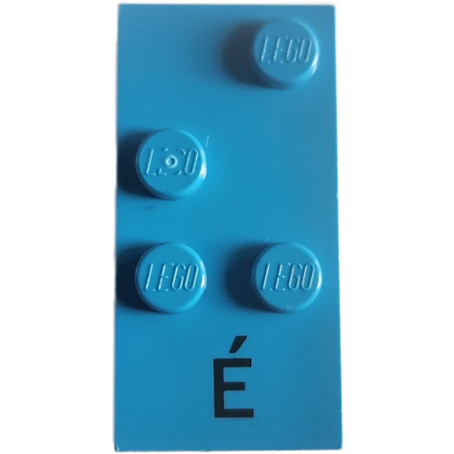 Braille Brick 2 x 4 with 4 Studs ⠮ and 'É' Print (Dark Azure)