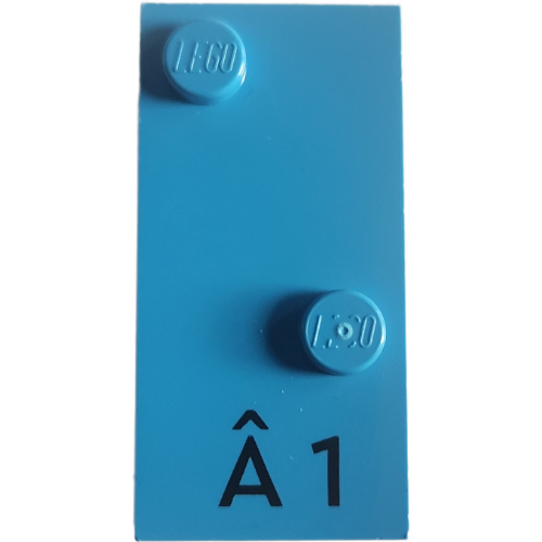 Braille Brick 2 x 4 with 2 Studs ⠡ and 'Â 1' Print (Dark Azure)