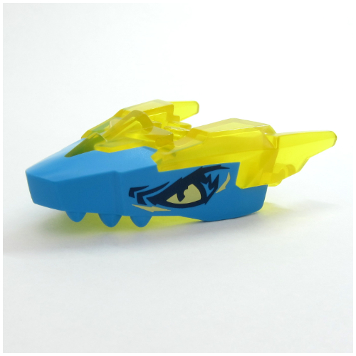 Creature Body Part, Dragon Head with Trans-Yellow Horns Pattern, Yellow Eyes Print (Dark Azure)