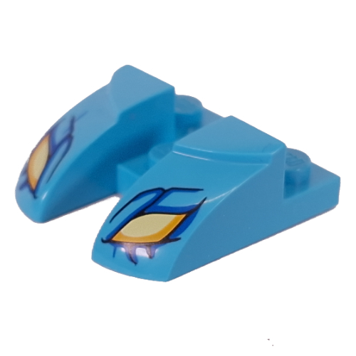 Brick Round, Curved 3 x 3 with Cutout, Eyes Print (Medium Azure)