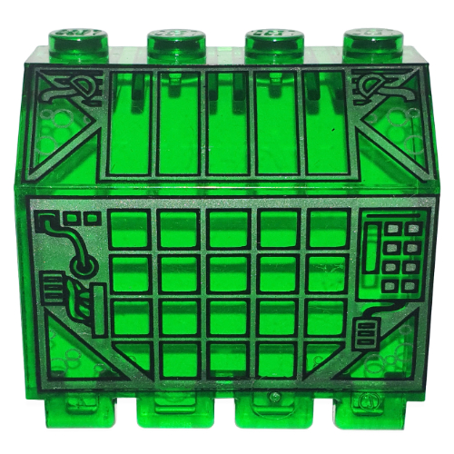 Hinge Panel 2 x 4 x 3 1/3 with Silver and Black Grid Print (Trans-Green)