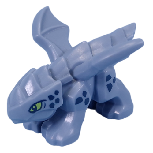 Creature, Dragon, Baby, Dark Blue Markings, Lime Eyes Print (Sand Blue)