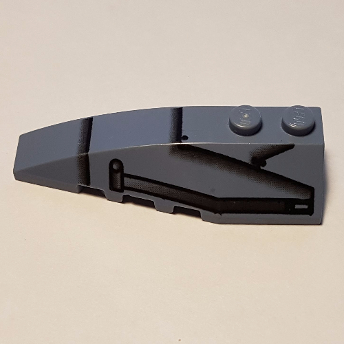 Brick Wedged, Curved 6 x 2 Left with Black Lines and Panels (Speeder) Print (Sand Blue)