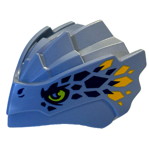 Creature Body Part, Dragon Head Riyu with Lime Eyes, Dark Blue / Bright Light Orange Marking Print (Sand Blue)