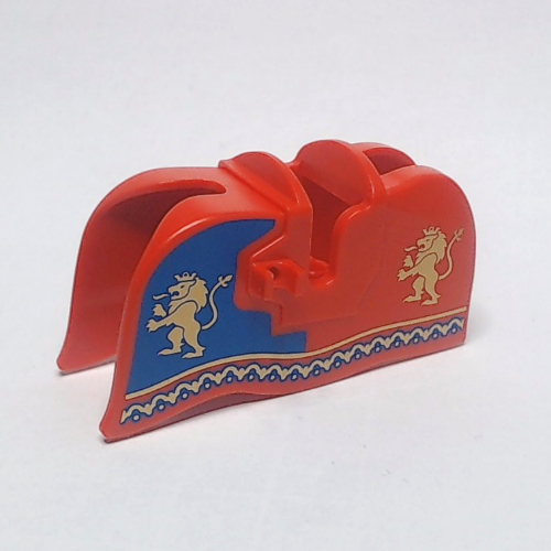 Animal / Creature Accessory, Horse Barding, Smooth Edge with Gold Lion Print (Red)