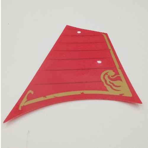 Sails, Left, Large, with Gold Trim and Dark Red Lines Print (Red)