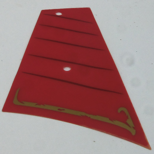 Sails, Right, Small, with Gold Trim and Dark Red Lines Print (Red)