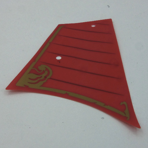 Sails, Right, Large, with Gold Trim and Dark Red Lines Print (Red)