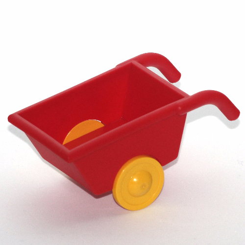 Duplo Wheelbarrow with Yellow Wheels (Red)