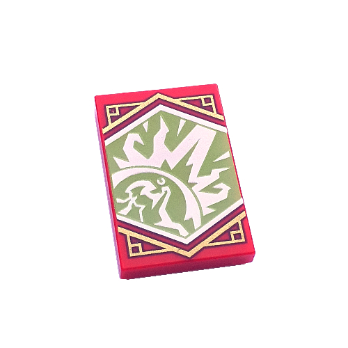 Tile 2 x 3 with Lime Ninjago Resilience Banner Print (Red)