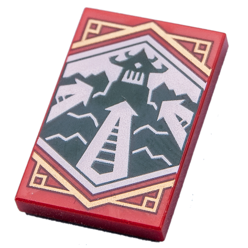 Tile 2 x 3 with Dark Green Ninjago Flag Print (Red)