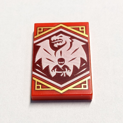 Tile 2 x 3 with White Ninjago Flag Print (Red)