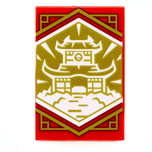 Tile 2 x 3 with Golden Ninjago Flag Print (Red)