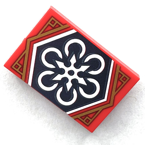 Tile 2 x 3 with Black Ninjago Flag Print (Red)