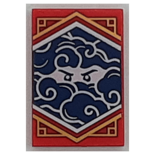 Tile 2 x 3 with Blue Ninjago Flag Print (Red)