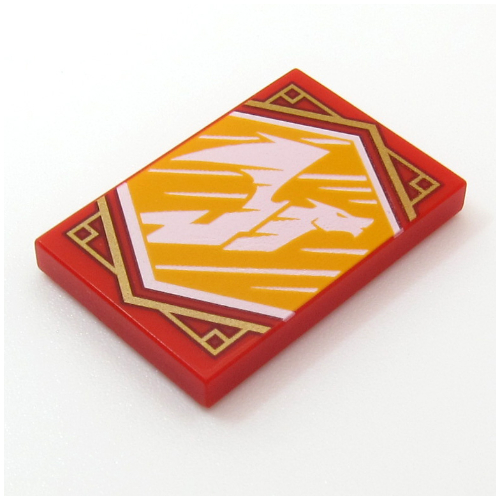 Tile 2 x 3 with Yellow Ninjago Flag Print (Red)