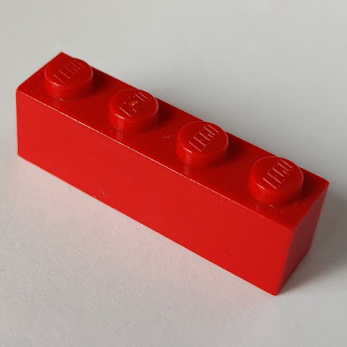 Brick 1 x 4 with Bottom Tubes, Lowered Center Cross Support (Red)