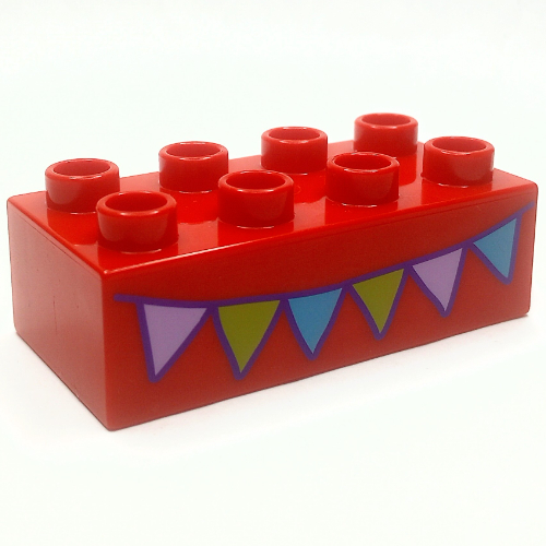 Duplo Brick 2 x 4 with Garlands Print (Red)