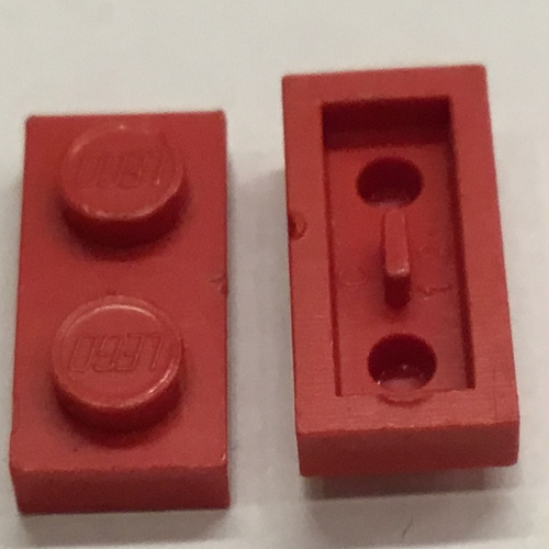 Plate 1 x 2 [Old Style Bottom] (Red)