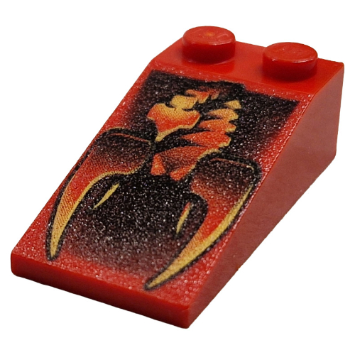 Brick Sloped 18° 4 x 2 with Scorpion Print (Red)