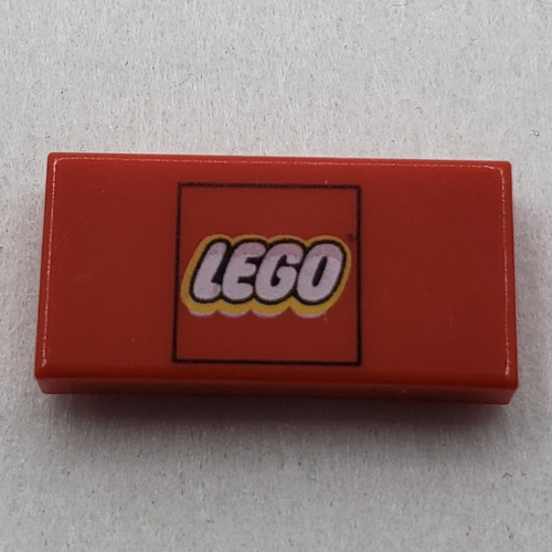 Tile 1 x 2 with Lego Logo in Square Print (Red)