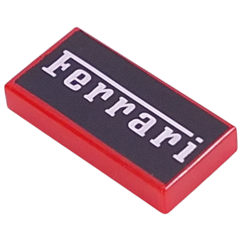 Tile 1 x 2 with White 'Ferrari' on Black Background Print (Red)