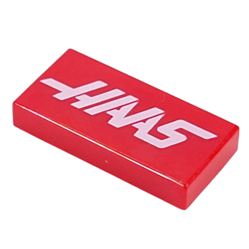 Tile 1 x 2 with White 'HAAS' Print (Red)