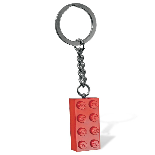 Key Chain, Chrome Chain and Ring with 2 x 4 Brick (Lime)