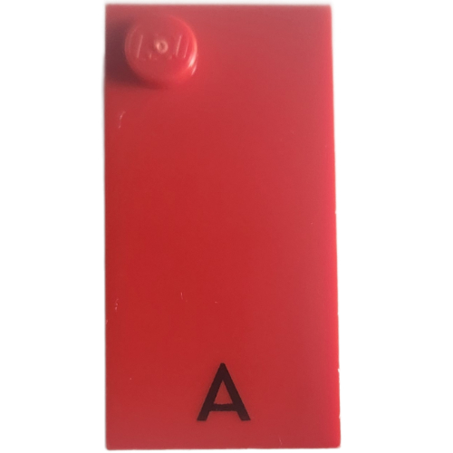 Braille Brick 2 x 4 with 1 Stud ⠁and 'A' Print (Red)