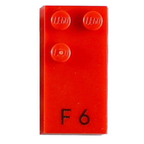 Braille Brick 2 x 4 with 3 Studs ⠋ and 'F 6' Print (Red)