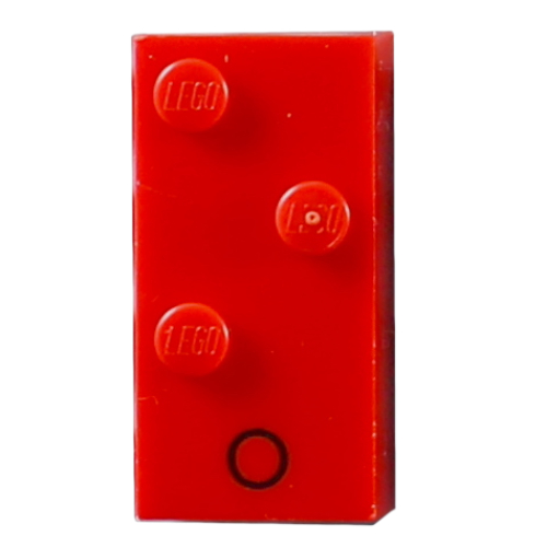 Braille Brick 2 x 4 with 3 Studs ⠕ and 'O' Print (Red)