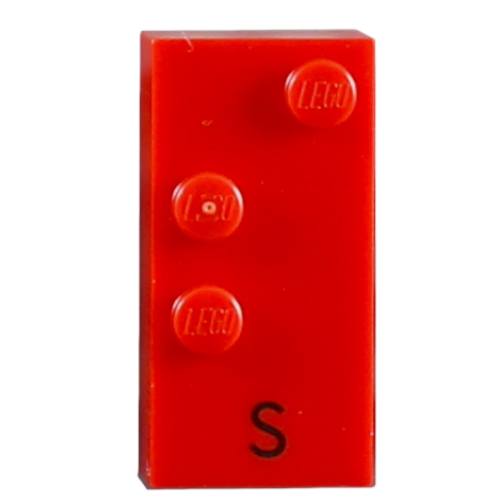 Braille Brick 2 x 4 with 3 Studs ⠎ and 'S' Print (Red)